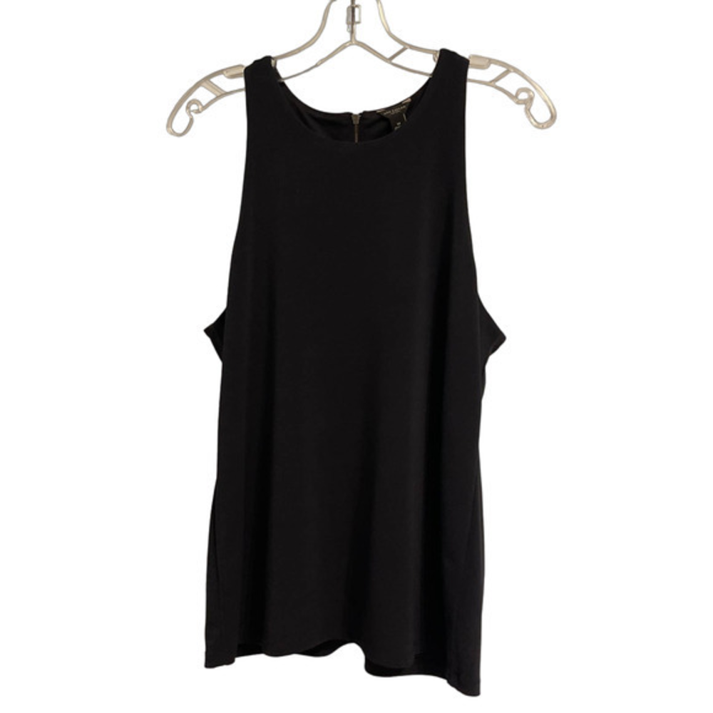 Ann Taylor Womens Black Sleeveless Shell Top Exposed Back Zip Size M 274288
